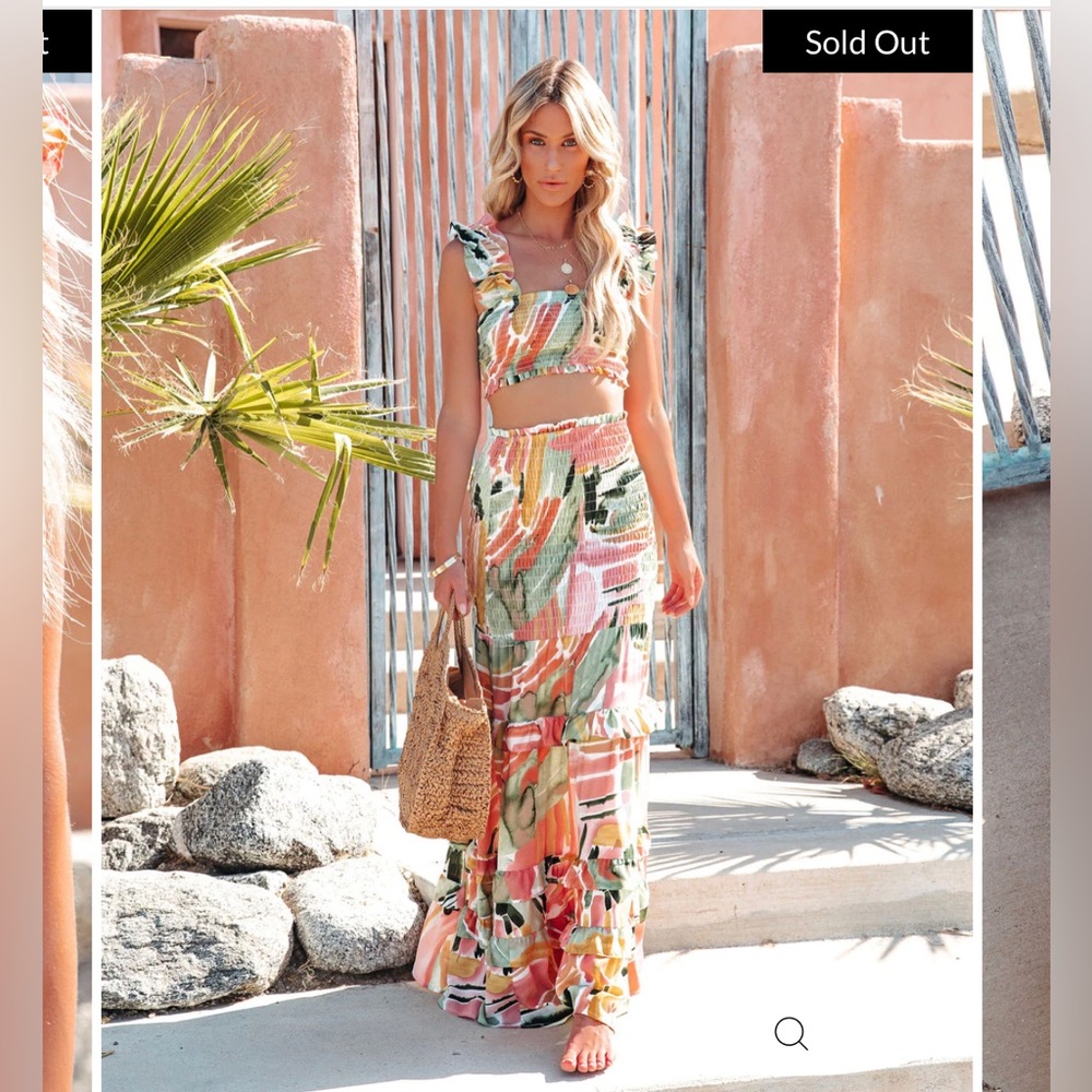SEA LA VIE SMOCKED CROP TOP & SEA LA VIE SMOCKED TIERED MAXI SKIRT